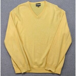 Men's Club Room Fine Cashmere V Neck  Sweater Butter Yellow SZ L